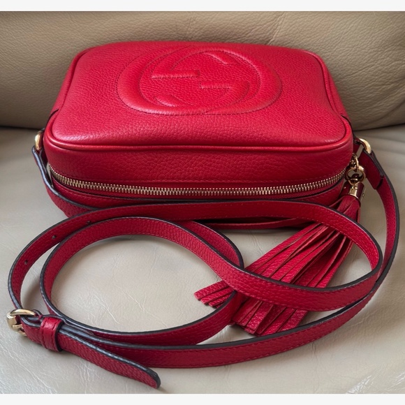 Certified Authentic Gucci Soho Disco Red Leather Tassel Crossbody Camera Bag COA - Picture 5 of 15